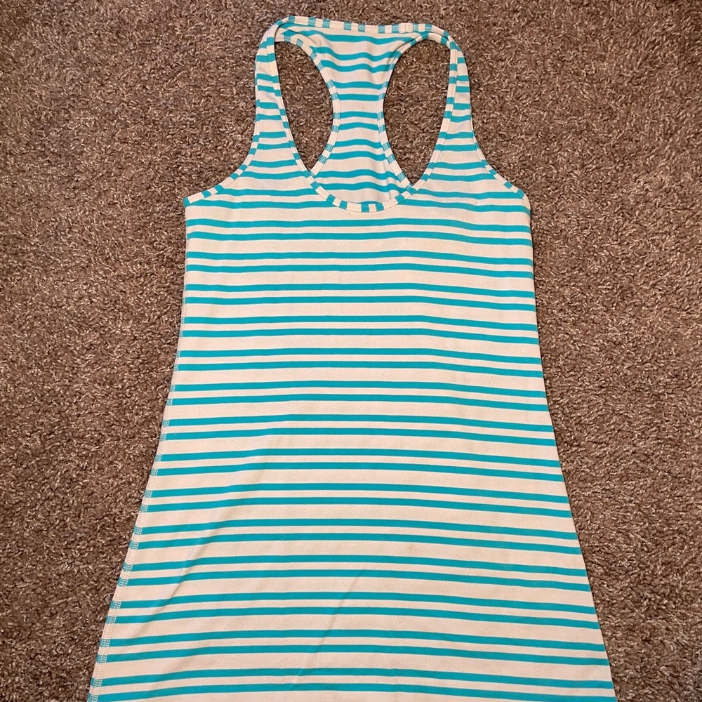 Lululemon Blue & White Striped Tank Top